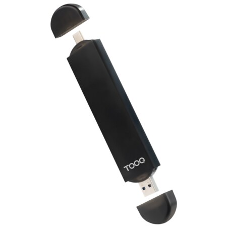 TooQ Caja Externa USB-C/M + USB-A/M para SSD M.2 NGFF/NVMe, Negra