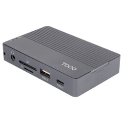 TooQ Caja externa para SSD M.2 NVMe/SATA + HUB USB-C 3.2 Gen2 con 2x USB-A 3.1 + 1x USB-A 2.0 + USB-C 3.2 Gen2 + HDMI 2.0 + RJ45