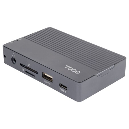 TooQ Caja externa para SSD M.2 NVMe/SATA + HUB USB-C 3.2 Gen2 con 2x USB-A 3.1 + 1x USB-A 2.0 + USB-C 3.2 Gen2 + HDMI 2.0 + RJ45