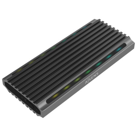 AISENS Caja Externa M.2 RGB Gaming ASM2-RGB011GR SATA/NVMe A USB3.1 Gen2, Gris