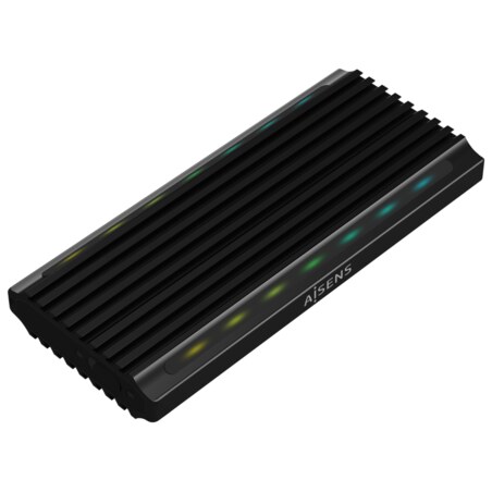 AISENS Caja Externa M.2 RGB Gaming ASM2-RGB012B SATA/NVMe A USB3.1 Gen2, Negra