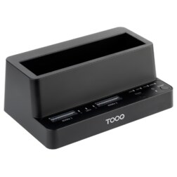TooQ Docking Station USB-C 3.2 Gen 2 Dos Bahías para SSD M.2 NVMe + Bahía para 2,5"- 3,5" para HDD + Clonador, Negro