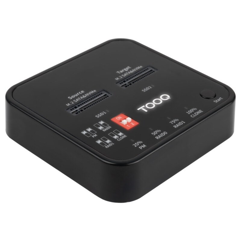 TooQ Docking Station USB-C 3.2 Gen 2 Dual Bay para SSD M.2 NGFF/NVMe Clonador, Negro