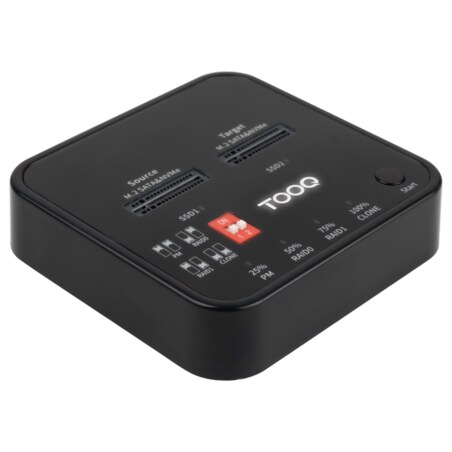 TooQ Docking Station USB-C 3.2 Gen 2 Dual Bay para SSD M.2 NGFF/NVMe Clonador, Negro