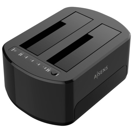 AISENS Estacion de Docking de Doble Bahia ASDS-D03B SATA 2.5/3.5 a USB 3.0/3.1 Gen1, Clone, Negra