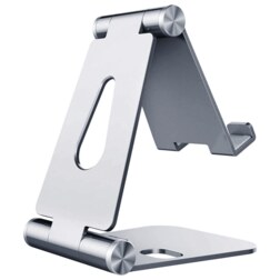 AISENS Soporte De Sobremesa Tamaño M Ajustable (2 Pivotes) Para Movil / Tablet, Plata