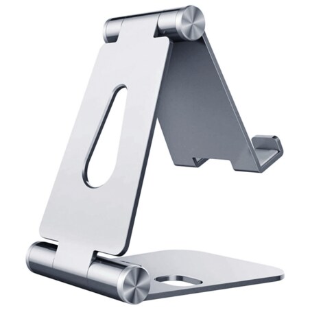 AISENS Soporte De Sobremesa Tamaño M Ajustable (2 Pivotes) Para Movil / Tablet, Plata
