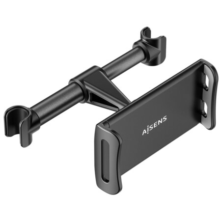 AISENS Soporte Coche Ajustable (1 Pivote) Para Reposacabezas Para Telefono / Tablet, Negro