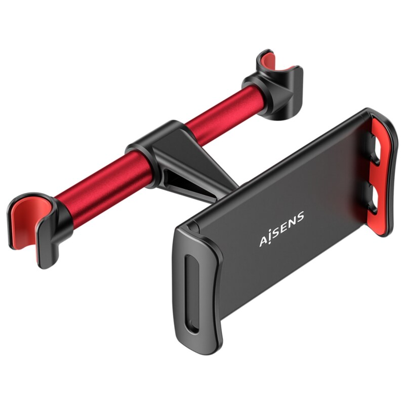 AISENS Soporte Coche Ajustable (1 Pivote) Para Reposacabezas Para Telefono / Tablet, Rojo