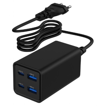 Gembird TA-UC-2A2C-PD65-01-BK cargador de dispositivo móvil Portátil, Smartphone Negro Corriente alterna Carga rápida Interior