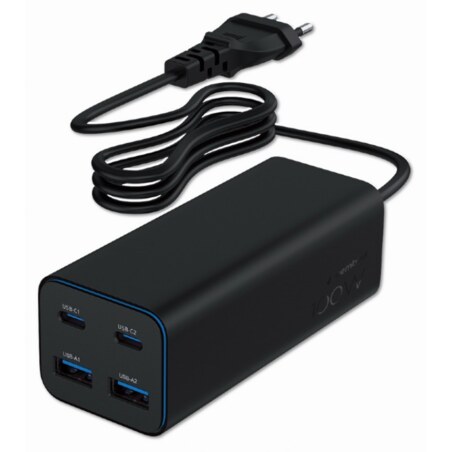 Gembird TA-UC-2A2C-PD100-01-BK cargador de dispositivo móvil Portátil, Smartphone Negro Corriente alterna Carga rápida Interior