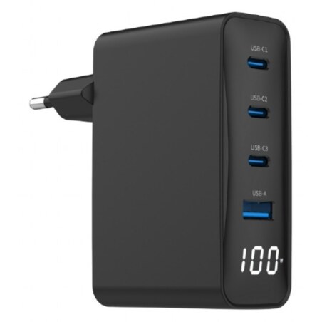 Gembird TA-UC-PDQC100LCD-01-BK cargador de dispositivo móvil Portátil, Smartphone Negro Corriente alterna Carga rápida Interior