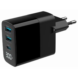 Gembird TA-UC-PDQC30LCD-BK-02 cargador de dispositivo móvil Universal Negro Corriente alterna Carga rápida Interior