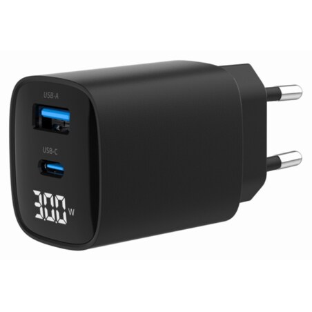 Gembird TA-UC-PDQC30LCD-BK-01 cargador de dispositivo móvil Smartphone, Reloj inteligente, Tableta Negro Corriente alterna Carga