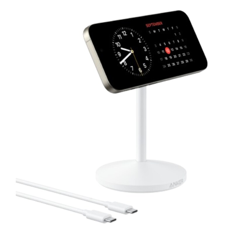 Anker MagGo Auriculares, Auriculares, Smartphone, Reloj inteligente Blanco USB Cargador inalámbrico Carga rápida Interior