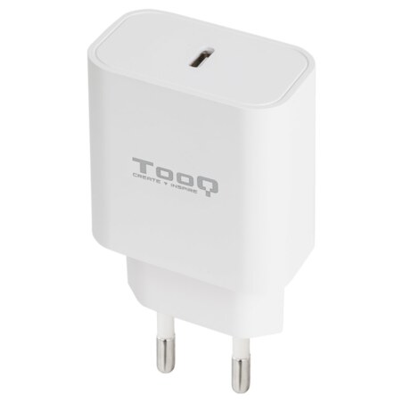 TooQ Cargador de Pared USB-C PD20W, Blanco