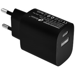 Leotec Cargador 20W 1xUSB-C PD + 1x USB-A Negro