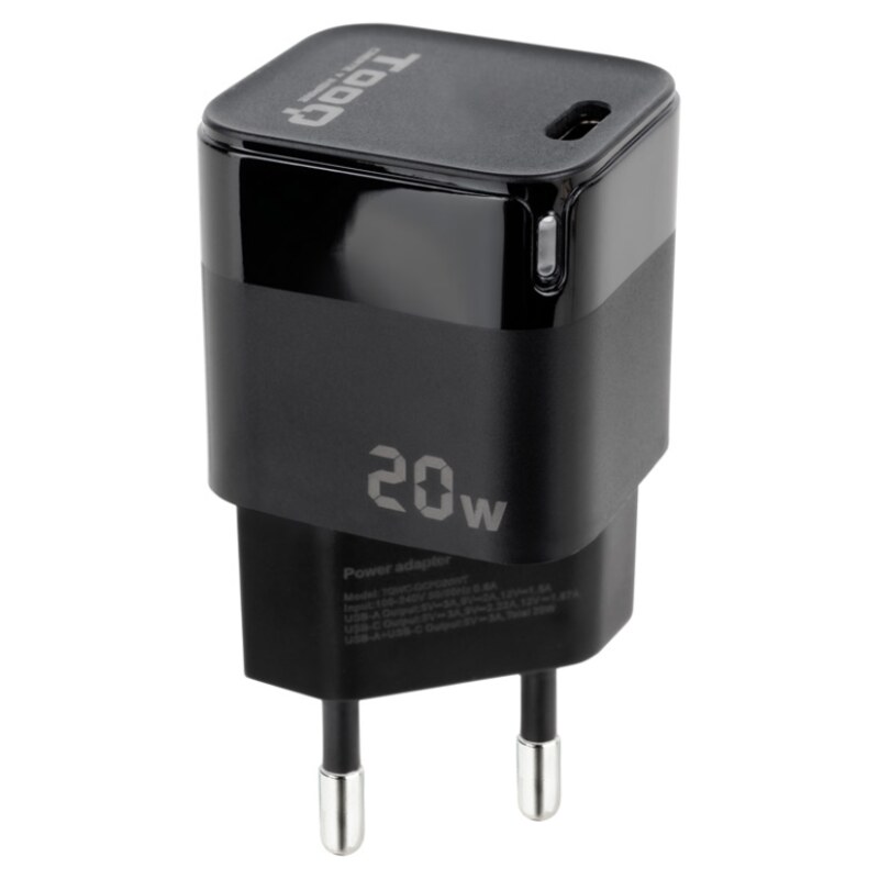 TooQ TQWC-PD20 cargador de dispositivo móvil Universal Negro Corriente alterna Carga rápida Interior