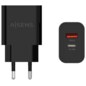 AISENS Cargador 20W, 1xUSB-C PD3.0, 1xUSB-A QC3.0, Negro
