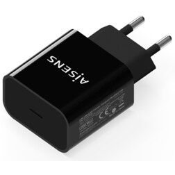 AISENS Cargador USB-C PD3.0 1 Puerto 1x USB-C 20 W, Negro