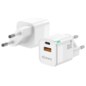 AISENS Cargador Gan 30W, 1xUSB-C PD3.0 QC4.0, 1xUSB-A QC3.0, Blanco