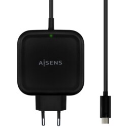 AISENS Cargador 65W PD3.0 QC3.0 1XUSB-C 1.2M, Negro