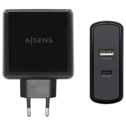 AISENS ASCH-2PD45A-BK cargador de dispositivo móvil GPS, Mando para videojuegos, MP3, MP4, Teléfono móvil, Portátil, Smartphone,