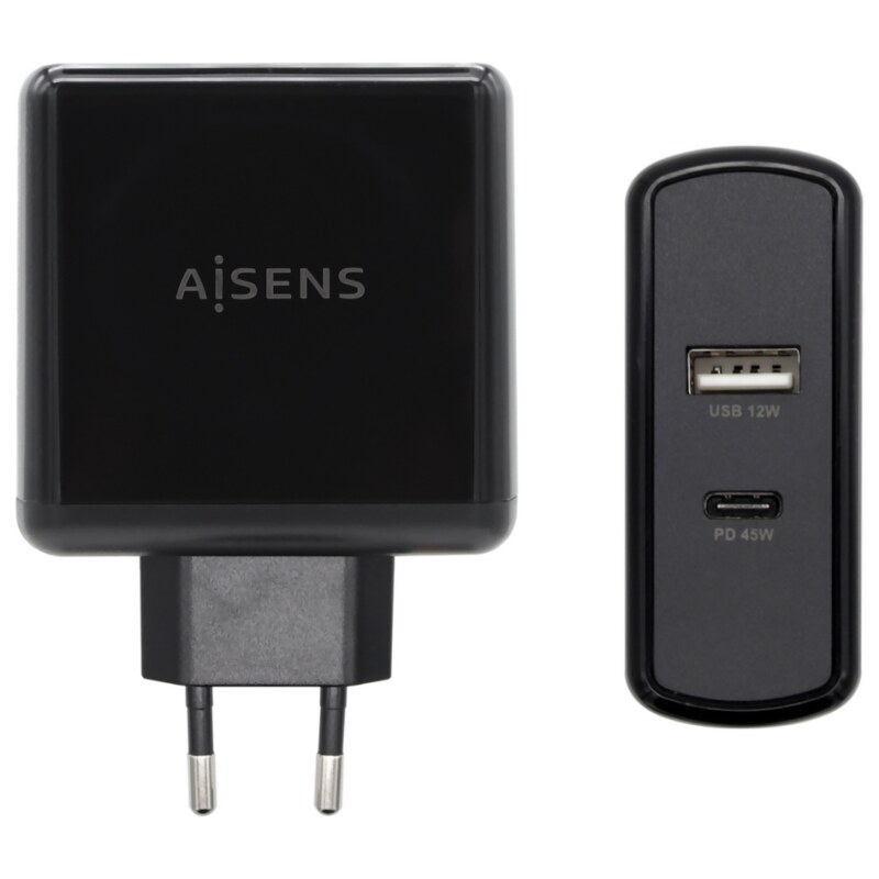 AISENS ASCH-2PD45A-BK cargador de dispositivo móvil GPS, Mando para videojuegos, MP3, MP4, Teléfono móvil, Portátil, Smartphone,