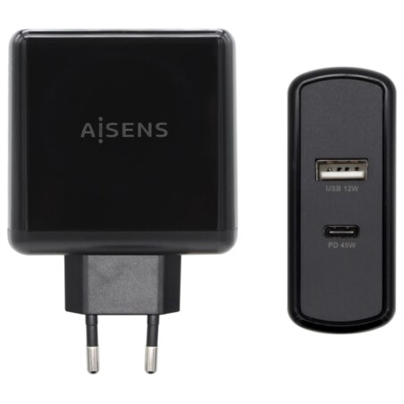 AISENS ASCH-2PD45A-BK cargador de dispositivo móvil GPS, Mando para videojuegos, MP3, MP4, Teléfono móvil, Portátil, Smartphone,