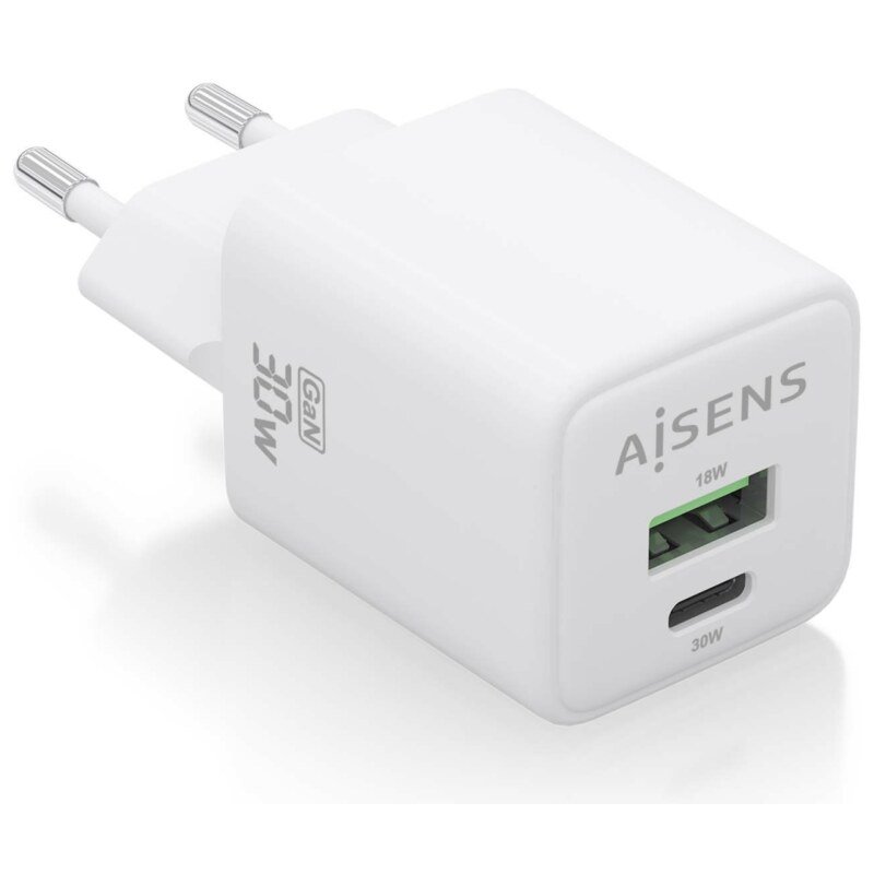 AISENS ASCH-30W2P037-W cargador de dispositivo móvil Universal Corriente alterna Carga rápida Interior
