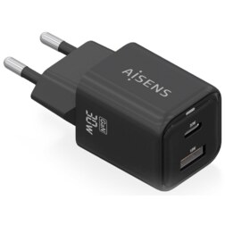 AISENS ASCH-30W2P021-BK cargador de dispositivo móvil Universal Corriente alterna Carga rápida Interior