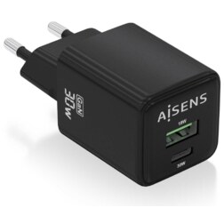 AISENS ASCH-30W2P038-BK cargador de dispositivo móvil Universal Corriente alterna Carga rápida Interior