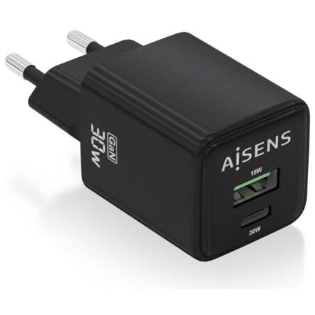 AISENS ASCH-30W2P038-BK cargador de dispositivo móvil Universal Corriente alterna Carga rápida Interior