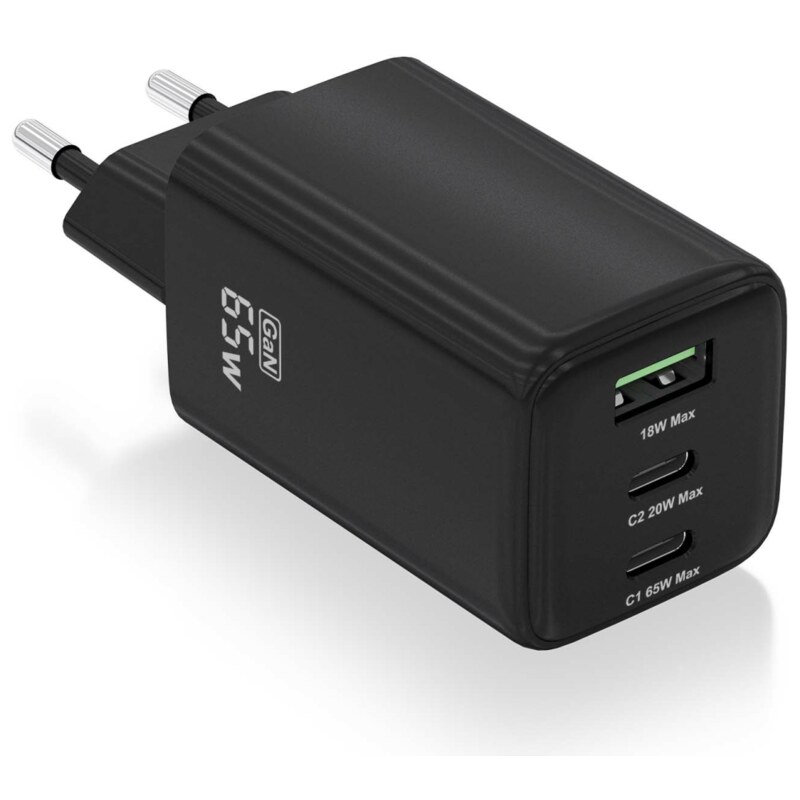 AISENS ASCH-65W3P042-BK cargador de dispositivo móvil Universal Corriente alterna Carga rápida Interior