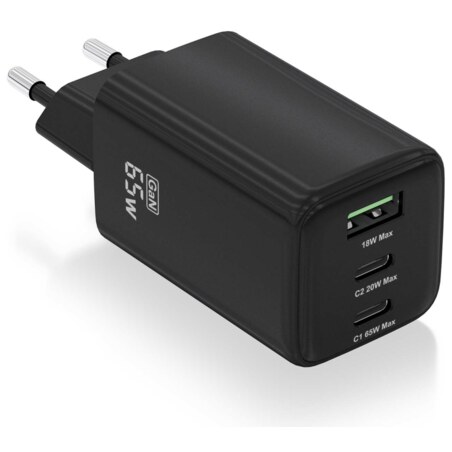 AISENS ASCH-65W3P042-BK cargador de dispositivo móvil Universal Corriente alterna Carga rápida Interior