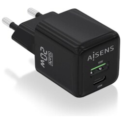 AISENS ASCH-20W2P011-BK cargador de dispositivo móvil Universal Corriente alterna Carga rápida Interior