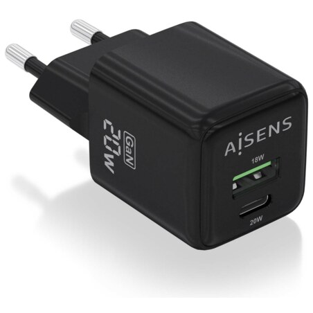 AISENS ASCH-20W2P011-BK cargador de dispositivo móvil Universal Corriente alterna Carga rápida Interior
