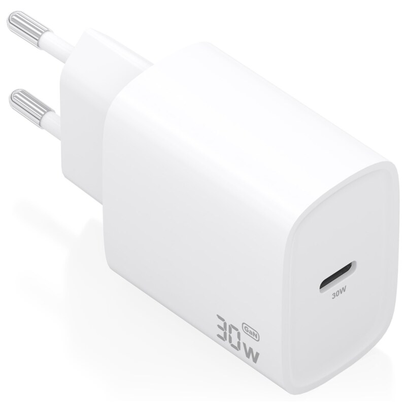 AISENS Cargador GaN 30W, 1xUSB-C PD3.0, Blanco