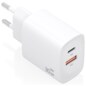AISENS Cargador GaN 30W, 1xUSB-C PD3.0 QC4.0, 1xUSB-A QC3.0, Blanco