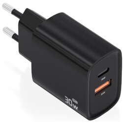 AISENS Cargador GaN 30W, 1xUSB-C PD3.0 QC4.0, 1xUSB-A QC3.0, Negro
