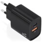 AISENS Cargador GaN 30W, 1xUSB-C PD3.0 QC4.0, 1xUSB-A QC3.0, Negro