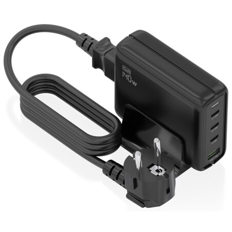 AISENS Cargador Sobremesa GaN 140W, 3x USB-C PD3.1 QC4.0 QC5.0, 1x USB-A QC3.0, Negro