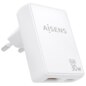 AISENS Cargador De Pared GaN Ultra Delgado 30W, 1xUSB-C PD3.0 QC4.0, 1xUSB-A QC3.0, Blanco