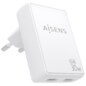 AISENS Cargador De Pared GaN Ultra Delgado 30W, 2xUSB-C PD3.0 QC4.0, Blanco