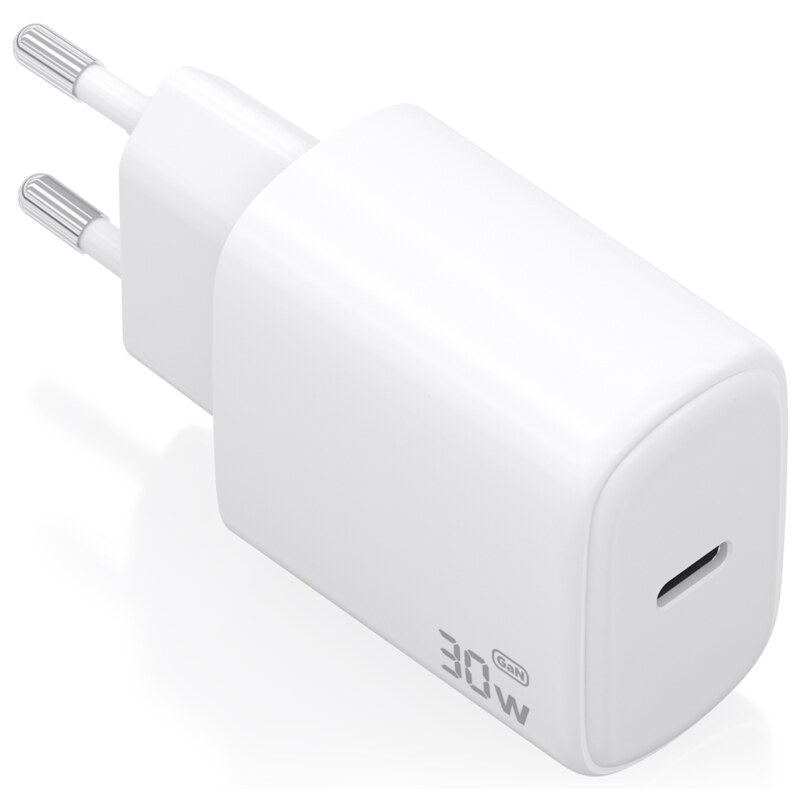 AISENS Cargador GaN 30W, 1xUSB-C PD3.0, Blanco