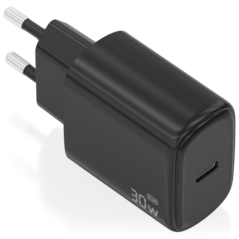 AISENS Cargador GaN 30W, 1xUSB-C PD3.0, Negro