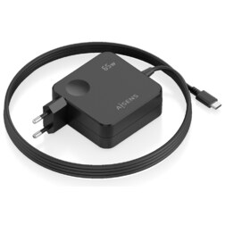 AISENS Cargador 65W PD3.0 1xUSB-C 1.5m, Negro