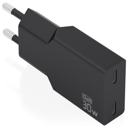 AISENS Cargador Ultra Delgado GaN 30W, 2xUSB-C PD3.0, Negro