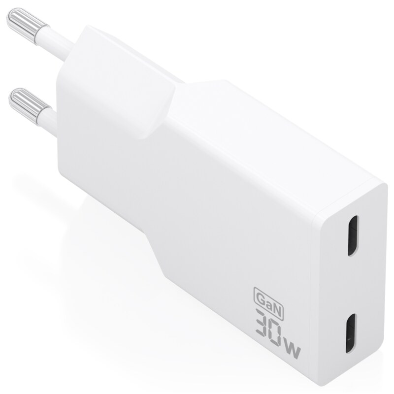 AISENS Cargador Ultra Delgado GaN 30W, 2xUSB-C PD3.0, Blanco