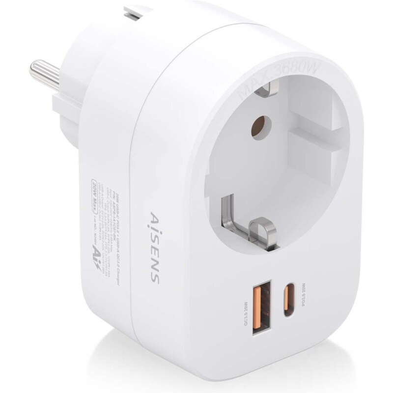 AISENS ASPS-1A1C06-W cargador de dispositivo móvil Universal Blanco Corriente alterna Carga rápida Interior